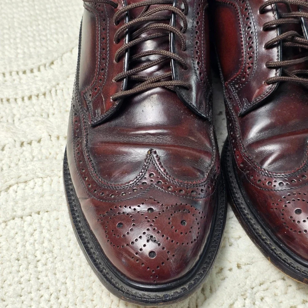 VTG Hanover Shell Cordovan Dress Shoes Mens 9.5 D/B‎ Burgundy Brown Wingtip
